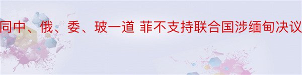 同中、俄、委、玻一道 菲不支持联合国涉缅甸决议