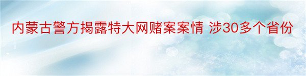 内蒙古警方揭露特大网赌案案情 涉30多个省份