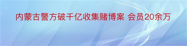 内蒙古警方破千亿收集赌博案 会员20余万