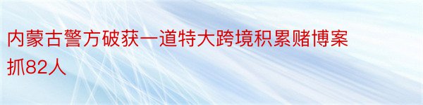 内蒙古警方破获一道特大跨境积累赌博案 抓82人