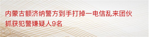 内蒙古额济纳警方到手打掉一电信乱来团伙 抓获犯警嫌疑人9名