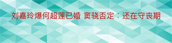 刘嘉玲爆何超莲已婚 窦骁否定︰还在守丧期