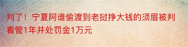 判了！宁夏阿谁偷渡到老挝挣大钱的须眉被判看管1年并处罚金1万元