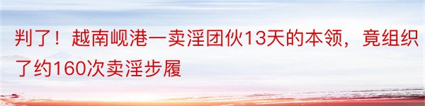 判了！越南岘港一卖淫团伙13天的本领，竟组织了约160次卖淫步履