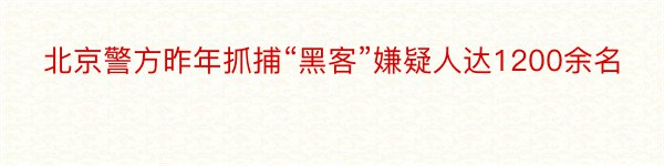 北京警方昨年抓捕“黑客”嫌疑人达1200余名