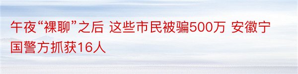 午夜“裸聊”之后 这些市民被骗500万 安徽宁国警方抓获16人