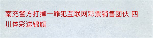 南充警方打掉一罪犯互联网彩票销售团伙 四川体彩送锦旗