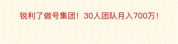 锐利了做号集团！30人团队月入700万！