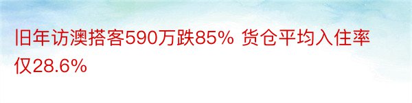 旧年访澳搭客590万跌85% 货仓平均入住率仅28.6%