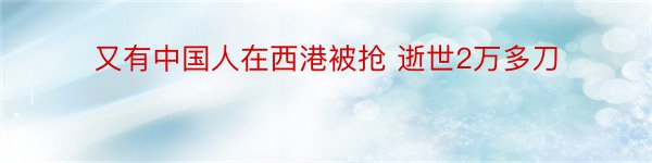 又有中国人在西港被抢 逝世2万多刀