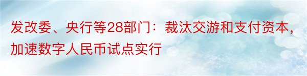 发改委、央行等28部门：裁汰交游和支付资本，加速数字人民币试点实行