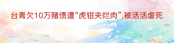 台青欠10万赌债遭“虎钳夹烂肉”,被活活虐死