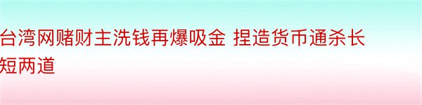 台湾网赌财主洗钱再爆吸金 捏造货币通杀长短两道