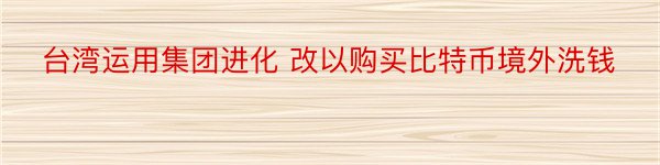 台湾运用集团进化 改以购买比特币境外洗钱