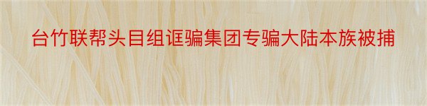 台竹联帮头目组诓骗集团专骗大陆本族被捕