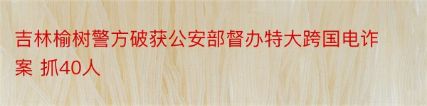 吉林榆树警方破获公安部督办特大跨国电诈案 抓40人