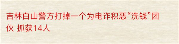 吉林白山警方打掉一个为电诈积恶“洗钱”团伙 抓获14人