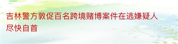 吉林警方敦促百名跨境赌博案件在逃嫌疑人尽快自首