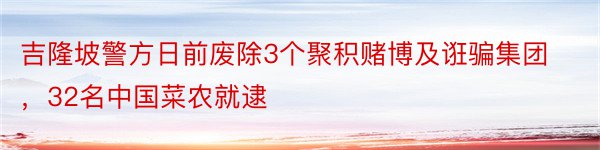 吉隆坡警方日前废除3个聚积赌博及诳骗集团，32名中国菜农就逮