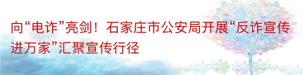 向“电诈”亮剑！石家庄市公安局开展“反诈宣传进万家”汇聚宣传行径