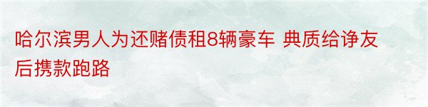 哈尔滨男人为还赌债租8辆豪车 典质给诤友后携款跑路