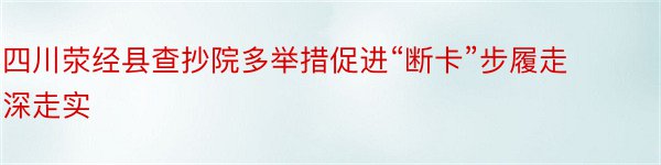 四川荥经县查抄院多举措促进“断卡”步履走深走实