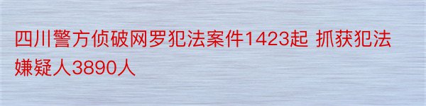 四川警方侦破网罗犯法案件1423起 抓获犯法嫌疑人3890人