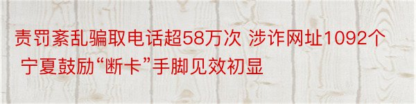 责罚紊乱骗取电话超58万次 涉诈网址1092个 宁夏鼓励“断卡”手脚见效初显