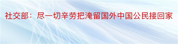 社交部：尽一切辛劳把淹留国外中国公民接回家