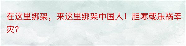 在这里绑架，来这里绑架中国人！胆寒或乐祸幸灾？