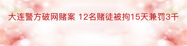 大连警方破网赌案 12名赌徒被拘15天兼罚3千