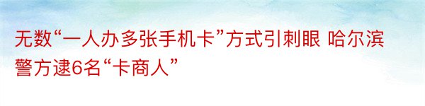 无数“一人办多张手机卡”方式引刺眼 哈尔滨警方逮6名“卡商人”