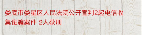 娄底市娄星区人民法院公开宣判2起电信收集诳骗案件 2人获刑