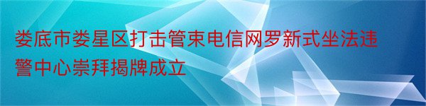 娄底市娄星区打击管束电信网罗新式坐法违警中心崇拜揭牌成立