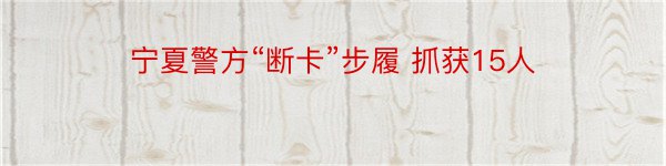 宁夏警方“断卡”步履 抓获15人