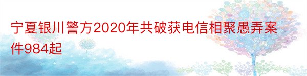 宁夏银川警方2020年共破获电信相聚愚弄案件984起