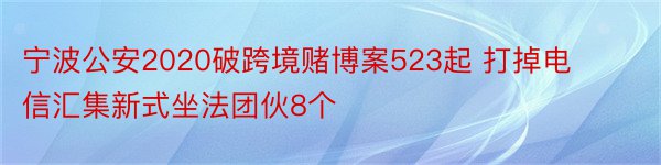 宁波公安2020破跨境赌博案523起 打掉电信汇集新式坐法团伙8个