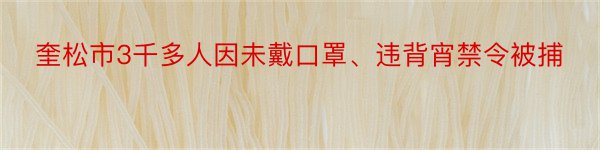 奎松市3千多人因未戴口罩、违背宵禁令被捕