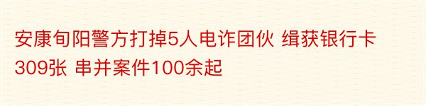 安康旬阳警方打掉5人电诈团伙 缉获银行卡309张 串并案件100余起