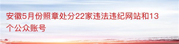 安徽5月份照章处分22家违法违纪网站和13个公众账号