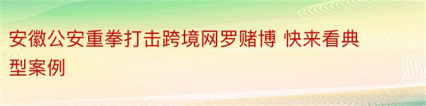 安徽公安重拳打击跨境网罗赌博 快来看典型案例