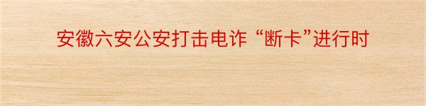 安徽六安公安打击电诈 “断卡”进行时