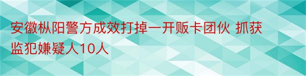 安徽枞阳警方成效打掉一开贩卡团伙 抓获监犯嫌疑人10人