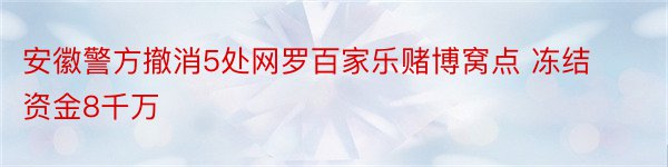 安徽警方撤消5处网罗百家乐赌博窝点 冻结资金8千万