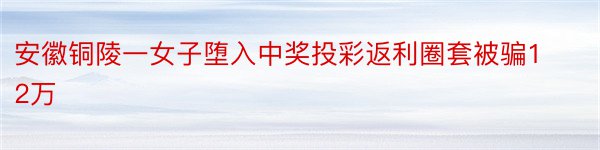 安徽铜陵一女子堕入中奖投彩返利圈套被骗12万