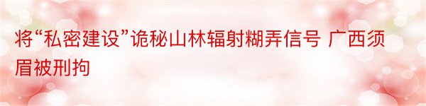 将“私密建设”诡秘山林辐射糊弄信号 广西须眉被刑拘