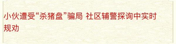 小伙遭受“杀猪盘”骗局 社区辅警探询中实时规劝