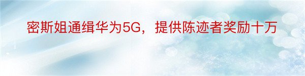 密斯姐通缉华为5G，提供陈迹者奖励十万