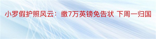 小罗假护照风云：缴7万英镑免告状 下周一归国