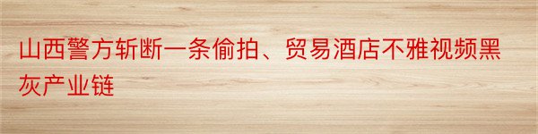 山西警方斩断一条偷拍、贸易酒店不雅视频黑灰产业链